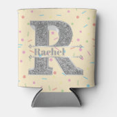 Personalisiert R Initial Silver Monogram Ihr Name Dosenkühler (Vorderseite)