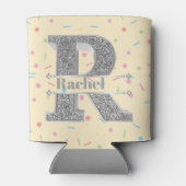 Personalisiert R Initial Silver Monogram Ihr Name Dosenkühler (Rückseite)