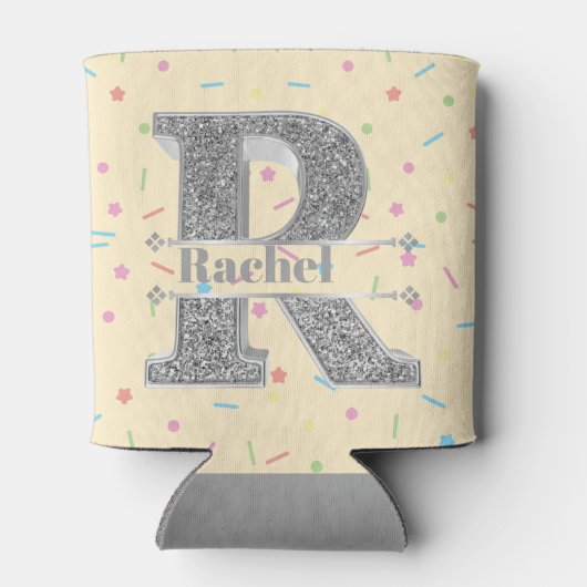 Personalisiert R Initial Silver Monogram Ihr Name Dosenkühler (Rückseite)