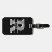 Personalisiert R Initial Silver Monogram Ihr Name Gepäckanhänger (Vorderseite horizontal)