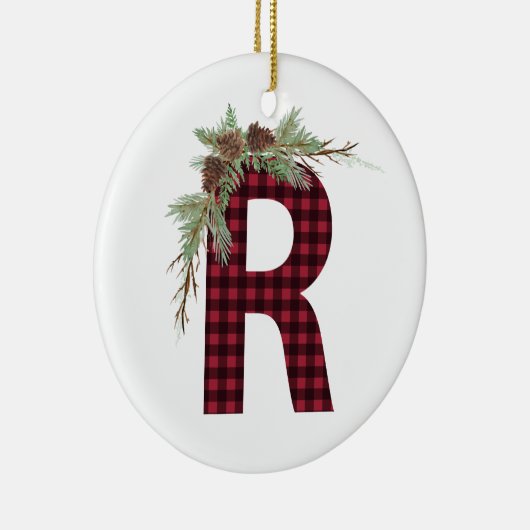 Personalisiert R Monogramm Keramik Ornament (Rechts)
