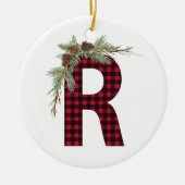 Personalisiert R Monogramm Keramik Ornament (Vorne)