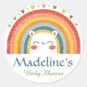 Personalisiert Rainbow Baby Dusche Einladung Siege Runder Aufkleber (Vorderseite)