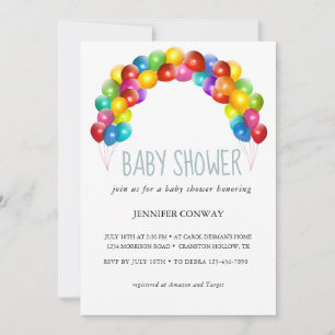 Personalisiert Rainbow Balloons Babydusche Einladung
