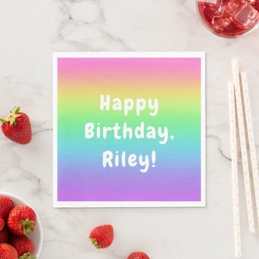 Personalisiert Rainbow Birthday Serviette (Beispiel)
