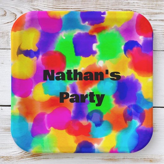 Personalisiert Rainbow-Farbspritze Pappteller