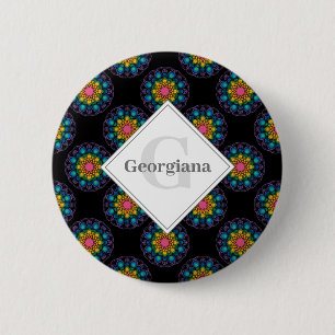 Personalisiert Rainbow Floral Polka Dot Mandala Button