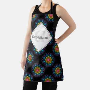 Personalisiert Rainbow Floral Polka Dot Mandala Schürze