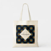 Personalisiert Rainbow Floral Polka Dot Mandala Tragetasche (Rückseite)
