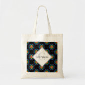 Personalisiert Rainbow Floral Polka Dot Mandala Tragetasche (Vorne)