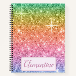 Personalisiert Rainbow Glam Glitzer Sketchbook Notizblock