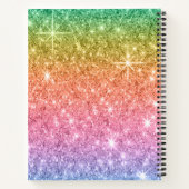 Personalisiert Rainbow Glam Glitzer Sketchbook Notizblock (Rückseite)