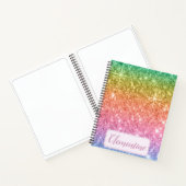 Personalisiert Rainbow Glam Glitzer Sketchbook Notizblock (Innenseite)