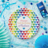 Personalisiert Rainbow Hearts Birthday Pappteller (Party)