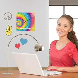 Personalisiert Rainbow Krawatte-Dye 60er Hippie Vi Quadratische Wanduhr