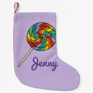 Personalisiert Rainbow Lollipop Candy Lolly Sucker Kleiner Weihnachtsstrumpf