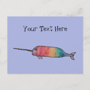 Personalisiert Rainbow Narwhal Postkarte