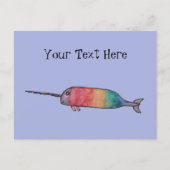 Personalisiert Rainbow Narwhal Postkarte (Vorderseite)
