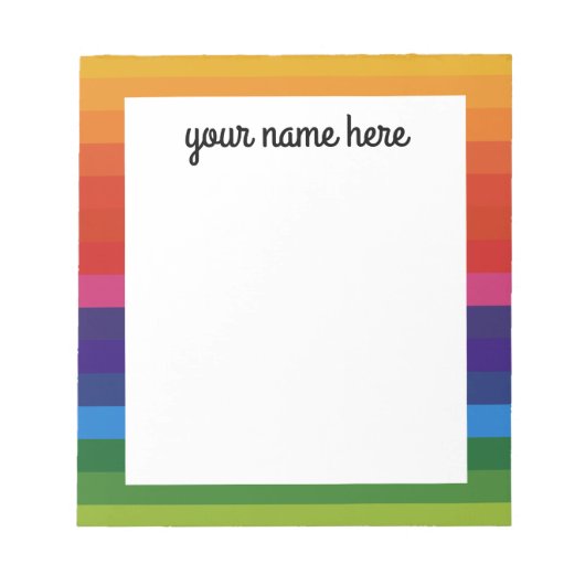 Personalisiert Rainbow Notepad Notizblock (Vorderseite)
