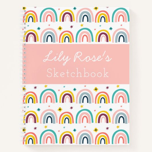 Personalisiert Rainbow Pattern Sketchbook-Notebook Notizblock (Vorderseite)