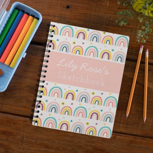Personalisiert Rainbow Pattern Sketchbook-Notebook Notizblock