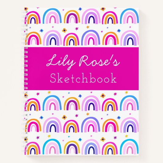 Personalisiert Rainbow Pattern Sketchbook-Notebook Notizblock (Vorderseite)