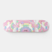 Personalisiert Rainbow Pink Einhorn Skateboard (Horizontal)