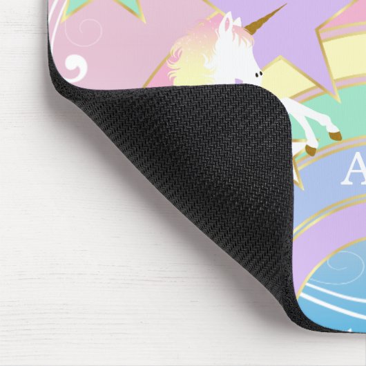 Personalisiert Rainbow Pink Unicorn Mousepad (Ecke)