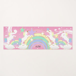 Personalisiert Rainbow Pink Unicorn Yogamatte
