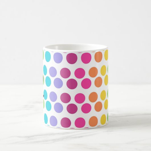 Personalisiert Rainbow Polka Dot Kaffeetasse (Mittel)