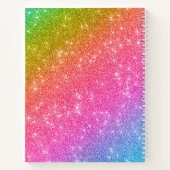 Personalisiert Rainbow Starry Glitzer Sketchbook Notizblock (Rückseite)