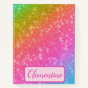Personalisiert Rainbow Starry Glitzer Sketchbook Notizblock
