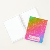 Personalisiert Rainbow Starry Glitzer Sketchbook Notizblock (Innenseite)