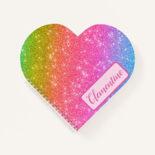 Personalisiert Rainbow Starry Heart Sketchbook Edi Notizblock