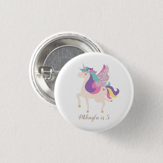Personalisiert Rainbow Unicorn Einfach Niedlich Button (Vorne & Hinten)