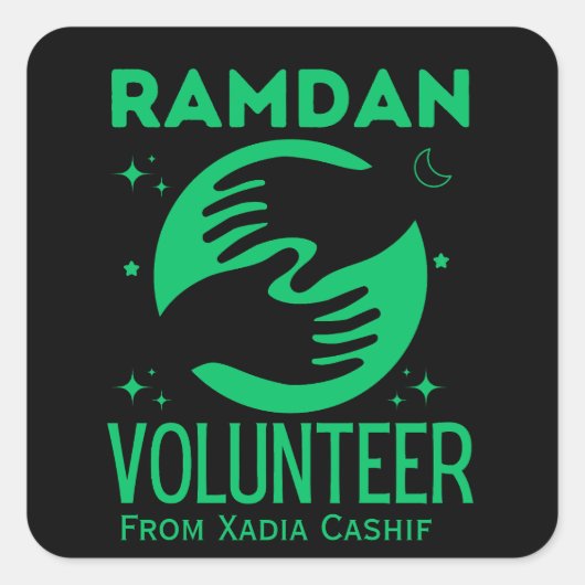 Personalisiert Ramadan Volunteer Quadratischer Aufkleber (Vorderseite)