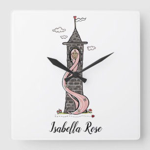 Personalisiert Rapunzel Princess Medium Skin Tone Quadratische Wanduhr
