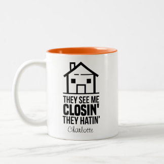 Personalisiert Real Anwesen Agent Coworker Geburts Zweifarbige Tasse