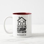 Personalisiert Real Anwesen Agent Funny Retirement Zweifarbige Tasse (Links)