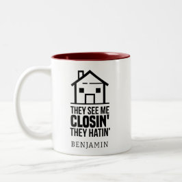 Personalisiert Real Anwesen Agent Funny Retirement Zweifarbige Tasse