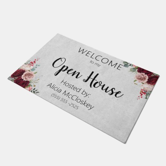 Personalisiert Real Anwesen Agent Open House Fußmatte (Schrägansicht)