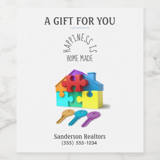 Personalisiert Real Anwesen Agent Weinetikett (Einzelnes Label)