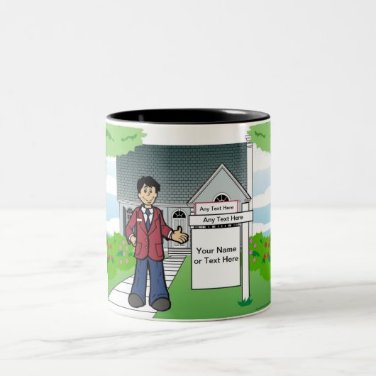 Personalisiert Realtor - Männlicher Cartoon Zweifarbige Tasse (Mittel)