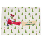 Personalisiert, Red Airplane & Santa, erste Weihna Große Geschenktüte (Vorderseite)