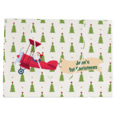Personalisiert, Red Airplane & Santa, erste Weihna Große Geschenktüte (Rückseite)