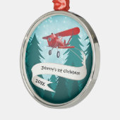 Personalisiert, Red Airplane & Santa, erste Weihna Ornament Aus Metall (Links)
