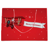 Personalisiert, Red Airplane & Santa, Frohe Weihna Große Geschenktüte (Vorderseite)