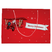 Personalisiert, Red Airplane & Santa, Frohe Weihna Große Geschenktüte (Rückseite)