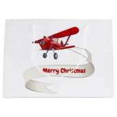 Personalisiert, Red Airplane & Santa, Frohe Weihna Große Geschenktüte (Vorderseite)