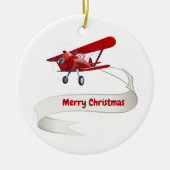 Personalisiert, Red Airplane & Santa, Frohe Weihna Keramik Ornament (Vorne)